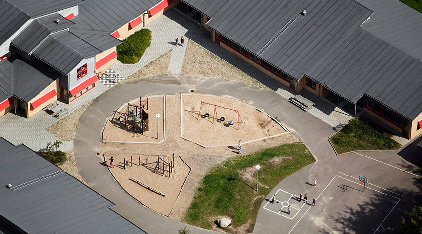 Flygfoto på en skola