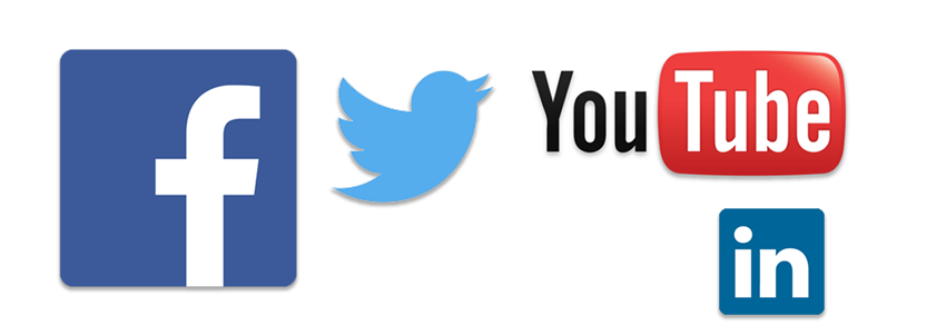 Facebooks, Twitters, Youtubes och Linkedins logotyper